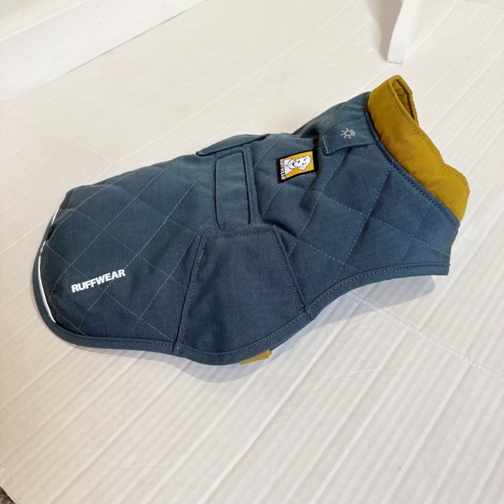 Ruffwear Stumptown Insulated Dog Vest Size XXS Blue And Gold Quilted Harness